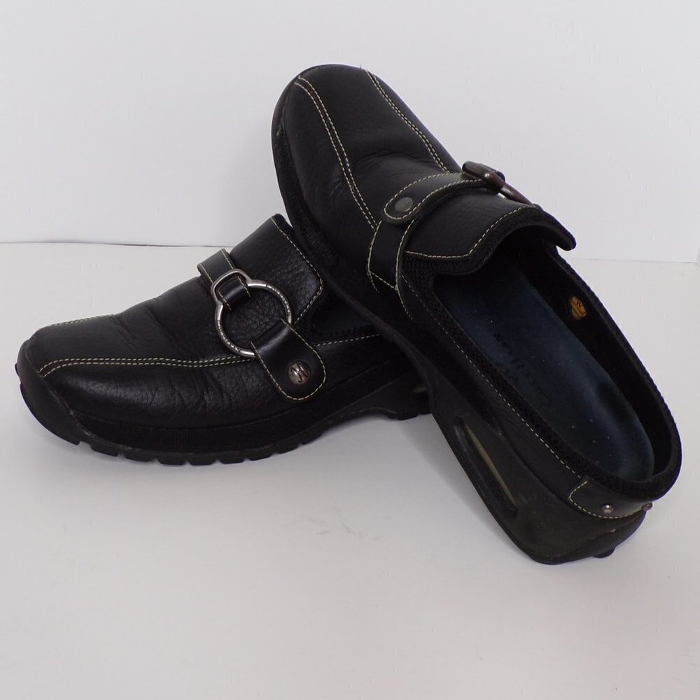 Cole Haan NikeAir women's athletic mule - black leather, ring buckle, size 7.5B